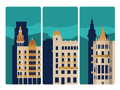 Buildings Barcelona Rafa Narand barcelona buildings city edificios geometric illustration modernism shadow skyline vector