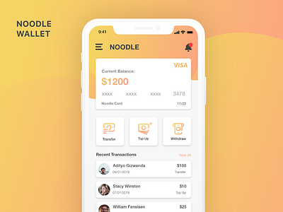 Noodle Wallet design illustration ios mobile ui ux