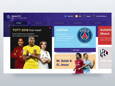 Pro Evolution Soccer 2019 Redesign concept app efootball football game pes pro evolution soccer redesign sport ui ux