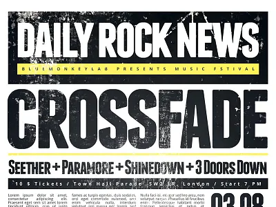 Newspaper Flyer / Poster 2 alternative artist design flyer gig grunge illustration indie music newspaper party poster print psd retro rock typography vintage