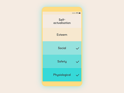 Lifelimitsart 026 / Human basic needs check list app basic needs check list concept dailyui design flat idea material minimal minimalism mobile todo ui vector yellow