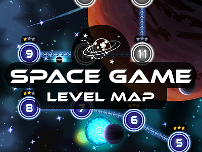 Space Shooter Game Level Map 2d game game assets game level map gamedev space shooter