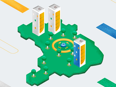 isometric map abstact animation 2d city design flat illistration isometric design