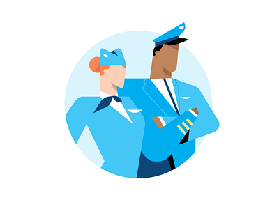 Flight attendants adventure airplane blue character design color contrast editorial flight illo illustration plane travel