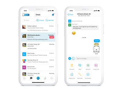 Landlord App - Chat Views app chat clean design interface ios iphone mobile real estate ui