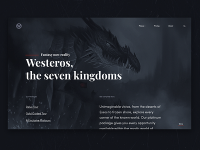 Travel Westeros art black blue dark design digital dragon game of thrones got grey landing layout new page tour travel ui ux web