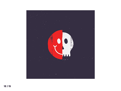 12 / 15 Reflection blue illustration red skull smiley