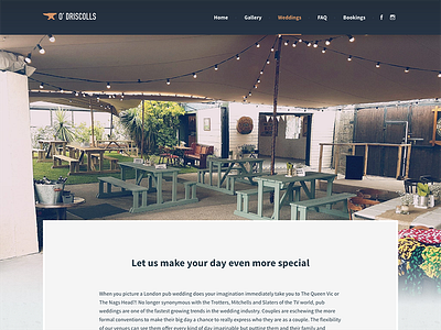 O' Driscolls Bar | Weddings anvil bar beer design garden ireland irish kilkenny logo nav navigation pub web design website wedding