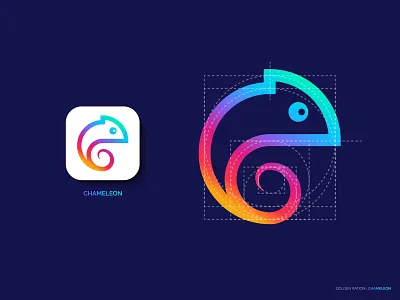 Chameleon Logo, Golden Ratio app icon app icons best icon best logo chameleon colorful colorful logo flat logo flat logos golden ratio icon icon design icons logo logo design logos modern modern app modern logo modern logos