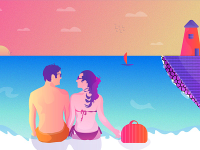 Beach Couple beach beach ball beach couple couplegoals design graphic icon illustration sea creature ui ux vector website wpap