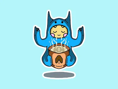 Coffee Meditation coffe cute icon illustration logo