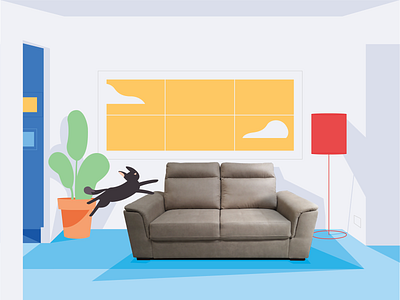 Krea Style frame 2d 3d 3danimation animation cat collage furniture illustration interior sofa vector