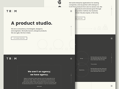 T R I M Site UI agile design marketing site minimal product site typography website