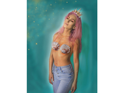 Mermaid adobephotoshop aquaman art beauty collage girl light makeup mermaid photomanipulation pinkhair pretty queen seashell sexy shiny sirena underwater