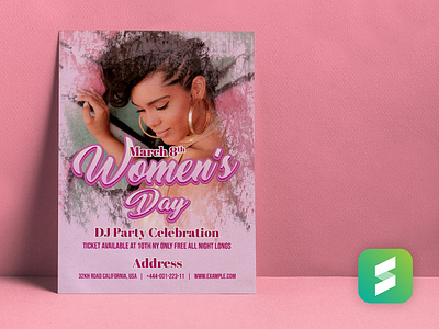 Party-Women's Day Flyer Print Ready beauty birthday cancer club cocktail deluxe elegant glamour heels ladies lingerie lips luxury minimal minimalist mother mothers mothers day nightclub pink