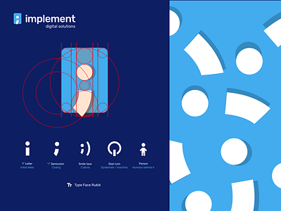 Implement, development house logo brand coding golden ratio i identity implement letter logo programming semicolon