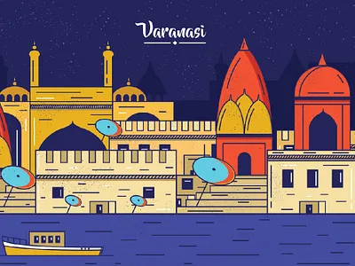 Varanasi - City Series design hyderabad illustration india inspiration kaashi mosque sadhu temples varanasi