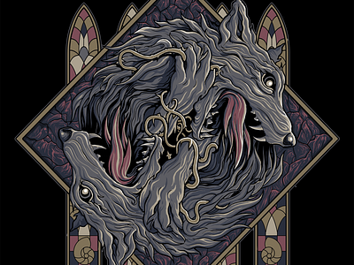 Canine duo bandart illustration metal photoshop wolves