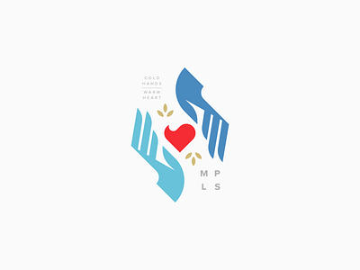 Cold Hands Warm Heart abstract badge fire flame hands heart illustration logo minimal minneapolis minnesota retro vintage wheat