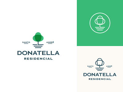 Logo Versions for Donatella Residencial badge brand branding brasil design house icon identity illustration lockup logo logotype minimalist park plant residence tree type typography