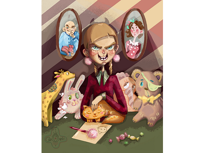 Аngry girl candies dr. evil evil girl illustration