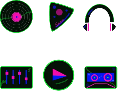 Retrofuturist Icons icon illustration retrofuturism vector