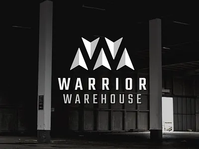 Warrior Warehouse arrow gym logo negative space ninja warrior w wisconsin