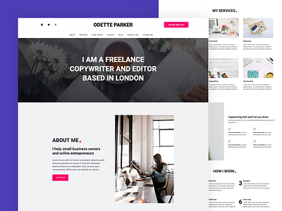 Onepage website template for Freelance Copywriters copywriter design freelance freelance design illustration onepage ui ux web website