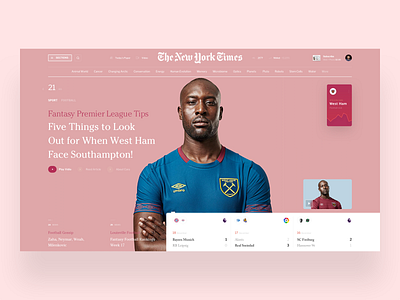 Sport book design football interface news slide sport web