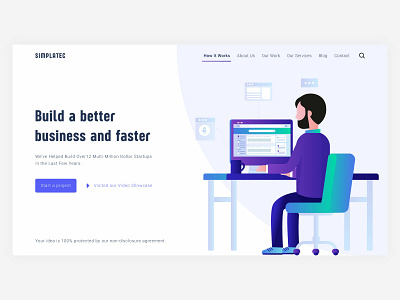 Startup Landing Page agency business clean creative illustration landing page design modern startup trend uidesign website