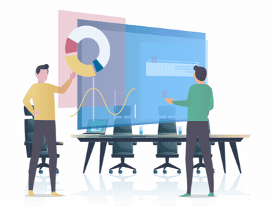 Statistical office work animation design illustration minimal ux vector web