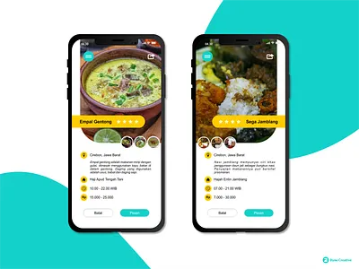 App screen design for Indonesian traditional food animation app application beef branding design display empal gentong food flat food food and beverage handphone icon illustration indonesian indonesian food typography ui ux vector