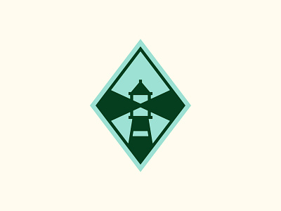 Searching far and wide diamond green identity lighthouse logo mark search