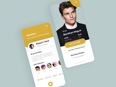 Exploration Profile App app fashion gold mobile model model s profile ui ux