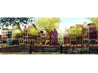 Amsterdam background art background design design digital painting illustration painting