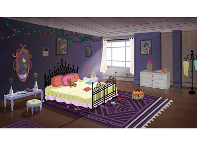 Bedroom animation background art background design design digital painting illustration painting