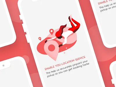 GPS permission app application flat gradient illustration minimal red ui vector