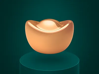 Gold Ingot 3d c4d color design gold icon ingot lamplight likang metal money oc photo ui