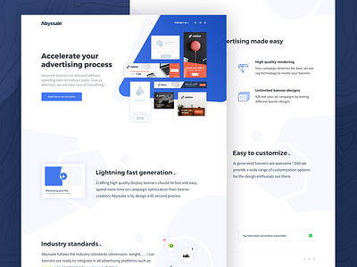 Abyssale landing page abyssale ads adtech advertising banner clean illustration landing nitrografix simple uidesign