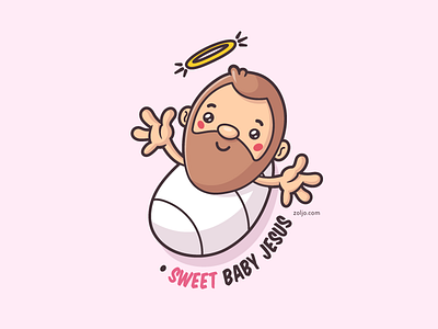 Sweet Baby Jesus baby cartoon funny illustraiton jesus kawaii sweet baby jesus t shirt vector