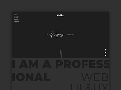 UI, UX/ Portfolio website / landing page first screen landing page personal website portfolio ui user experience user inteface ux web design website