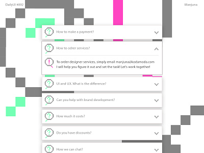 Daily UI #092 FAQ answer answers daily ui daily ui design faq flat help help center info info card interface pixel pixelart qa quest question ui ux web