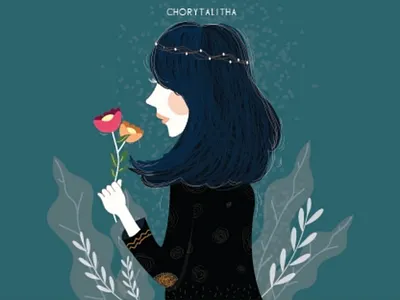 Her flowers adobe illustrator art design flat character flat design illustration minimalis photoshop
