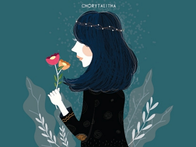 Her flowers adobe illustrator art design flat character flat design illustration minimalis photoshop