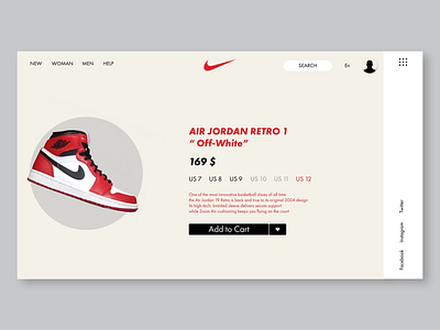 Nike Air Jordan Retro Web & Ui/Ux Design. adobe illustrator branding graphic design grey icons illustrator minimal minimalism minimalist nike pantone photoshop ui ui design ux ux design web web concept web design white