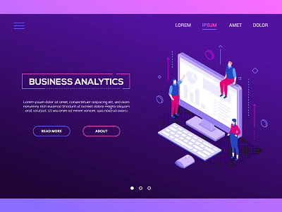 Business analytics - web banner analytics banner business character flat design header illustration isometric isometry style vector web