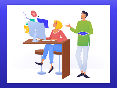 Illustrations for a Video Hosting & Marketing Platform branding bright colors business casual design expressive character flat friendly hipster human centered informal live marketing platform new style office rebranding smart illustration video software zajno