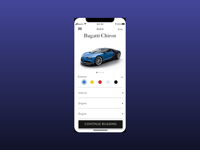 Car Builder App - UI Design build car ui ui design ui ux design