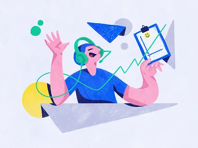 Hearing Good Feedback abstract bright colors character character design color composition design dribbble illustration shapes web