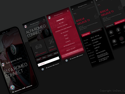 connected Car App-Study alfa romeo app connected car design inspirational interface design ios minimal app mobile app design photograhy smart car typography ui ux